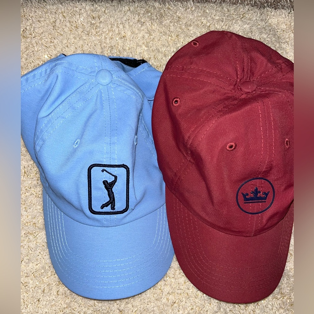 New! 2 Golf Hats - blue and garnet - Peter Millar